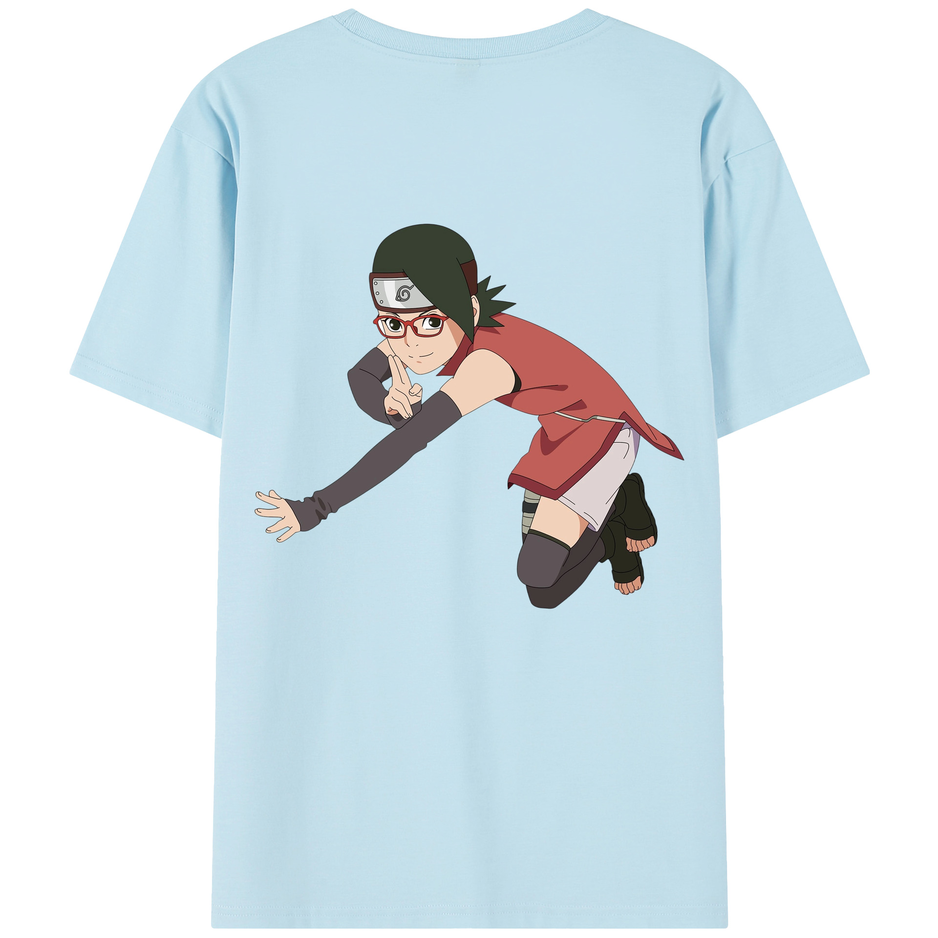 （画像用） NARUTO -ナルト- うちは サラダ Uchiha Sarada 綿100％半袖Tシャツ（背面プリント）